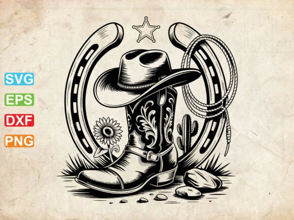 Download Western Cowboy Boot Hat SVG, Western Svg - Hat Collection