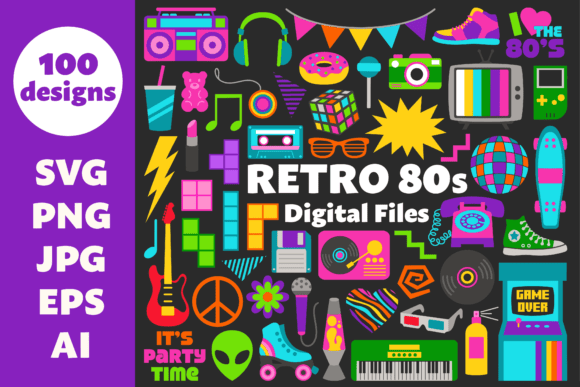 Download Retro 80s Clipart &amp; Vector Files - Art Collection