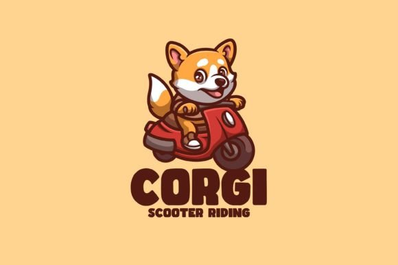 Download Corgi Scooter Riding Cartoon Illustratio - Art Collection