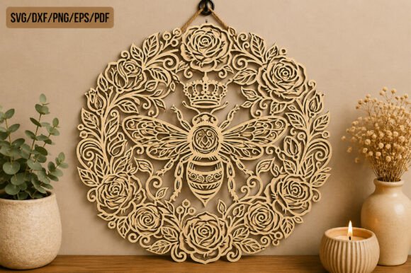 Download Laser Cut Bee Wreath Wall Art SVG Bundle - Art Collection