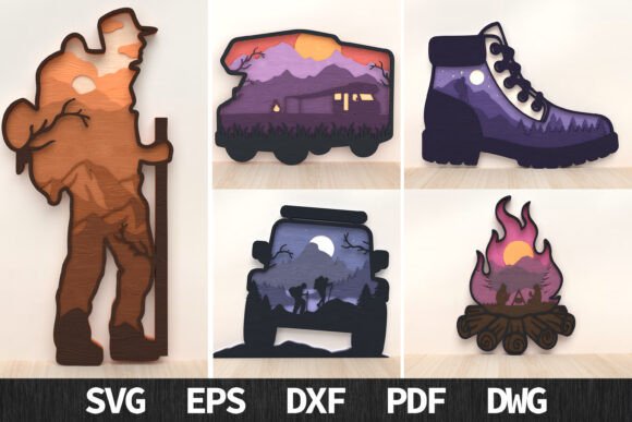 Download Camping &amp; Hiking Layered Art Bundle - Art Collection