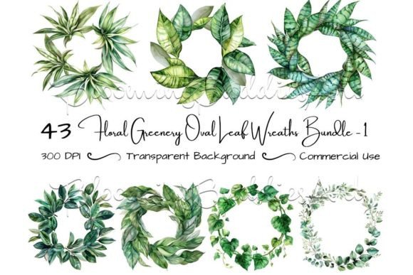 Download Watercolor Wreath Greenery Clipart Set - Art Collection