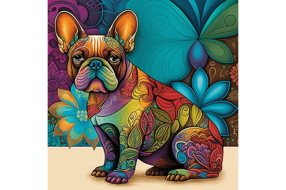 Download French Bulldog Wall Art Floral Drawing 2 - Art Collection
