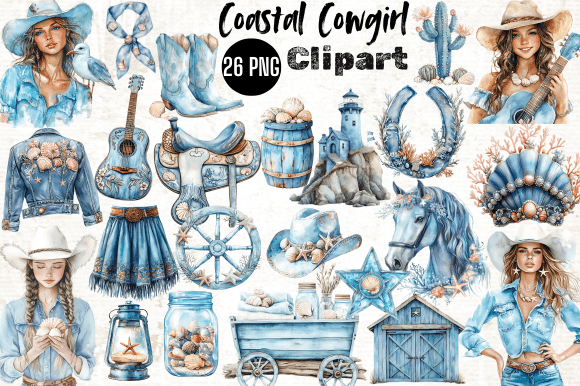 Download Watercolor Coastal Cowgirl Clipart - Art Collection
