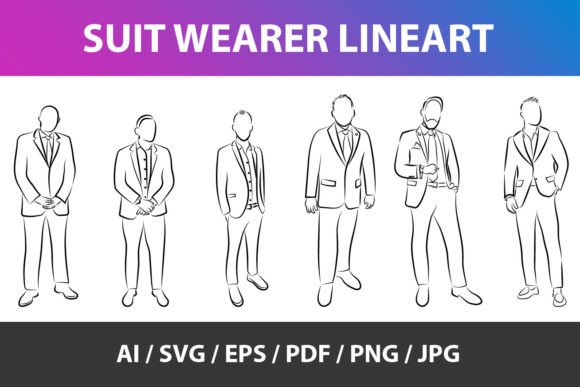 Download Suit Wearer Lineart Vector Graphics Pack - Art Collection