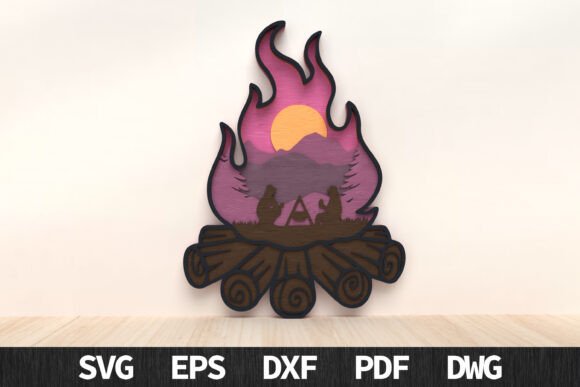 Download Couple Camping Fire Layered Art SVG - Art Collection