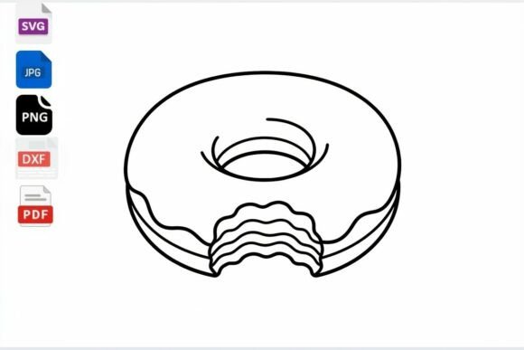 Download Bitten Donut Outline SVG Clipart - Art Collection