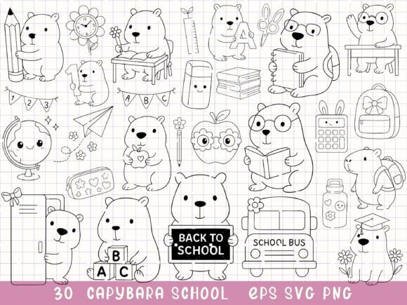 Download Capybara Clipart Back to School Svg - Art Collection