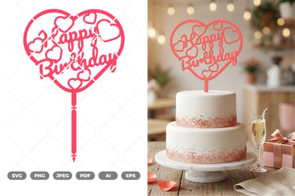 Download Happy Birthday Cake Topper SVG &amp; Clipart - Art Collection