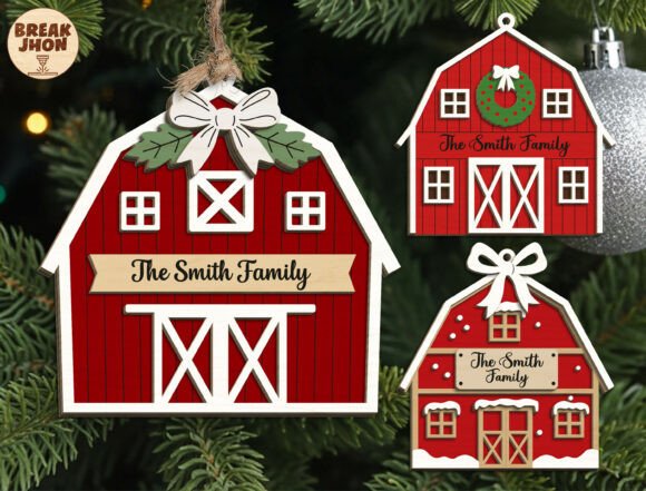 Download Red Barn Family Ornament Cut File Svg - Premium Resources