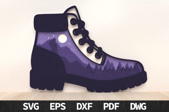 Download Hiking Boot Adventure Layered Art - Art Collection