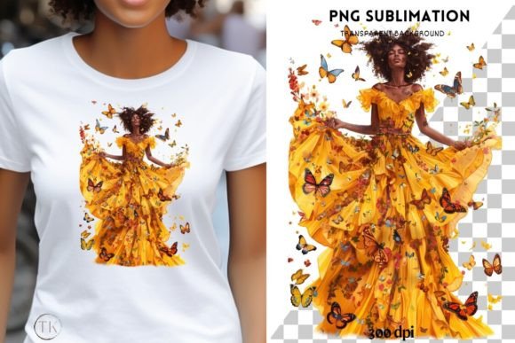 Download Melanin Woman Butterfly Wall Art, PNG - Art Collection