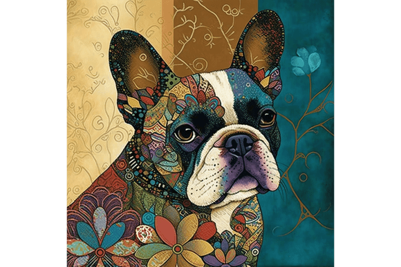 Download French Bulldog Wall Art Floral Drawing 3 - Art Collection