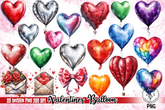 Download Valentines Balloon Bundle Clipart PNG - Art Collection