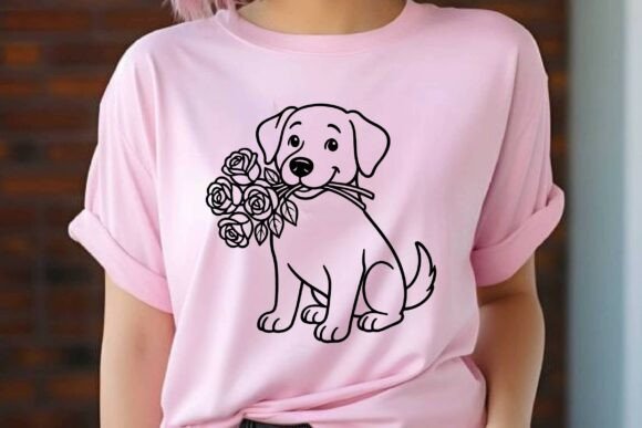 Download Dog Holding Rose Bouquet Clipart Vector - Art Collection