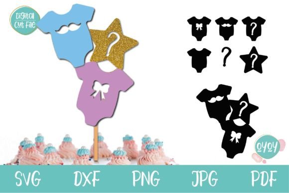 Download Gender Reveal Party Cake Topper SVG - Art Collection