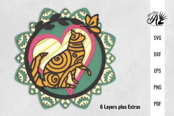 Download Curious Cat and Butterfly Layered Art - Art Collection