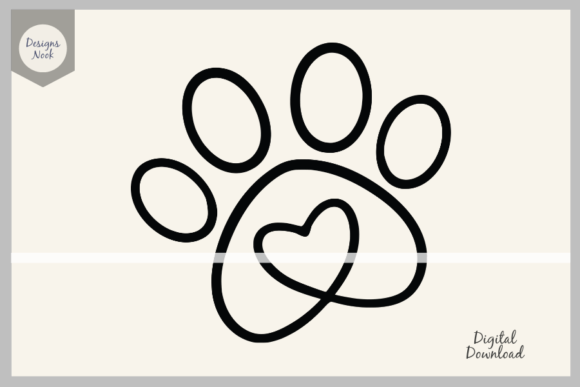 Download Paw Print Love Outline SVG Clipart - Art Collection