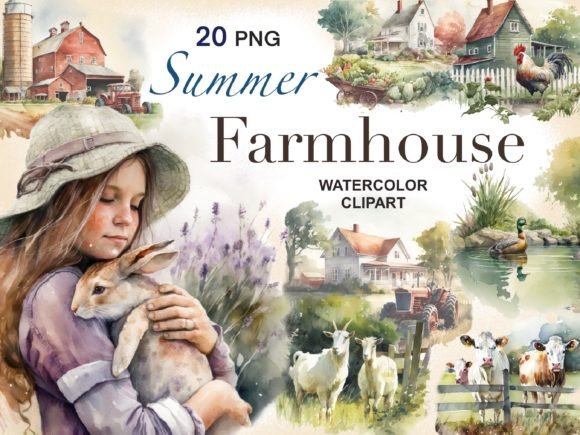 Download Watercolor Summer Farmhouse Clipart - Art Collection