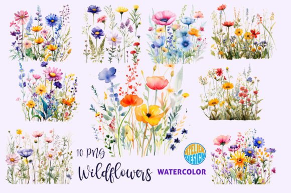Download Wall Art Set Watercolor Wildflowers PNG - Art Collection