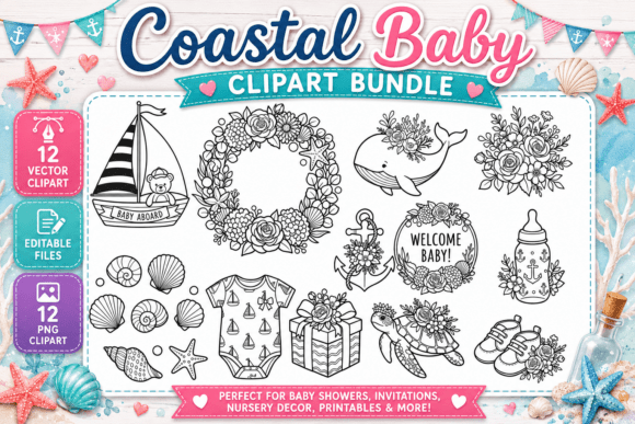 Download Coastal Baby Digital Stamp Clipart PNG - Art Collection
