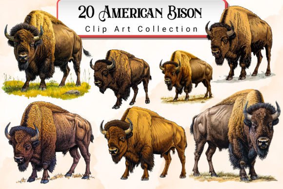 Download American Bison Clipart Bundle - Art Collection