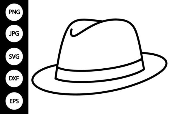 Download Outline Fedora Hat SVG, Coloring Page - Hat Collection