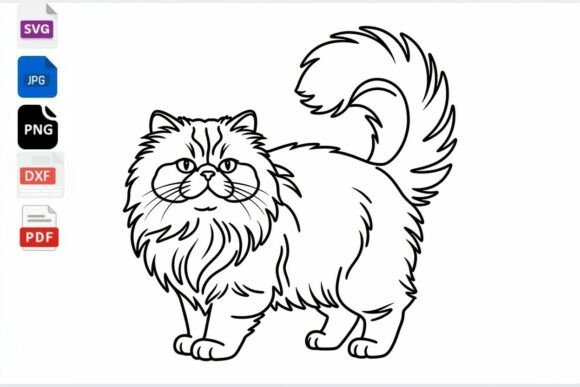 Download Persian Cat Outline SVG Clipart - Art Collection