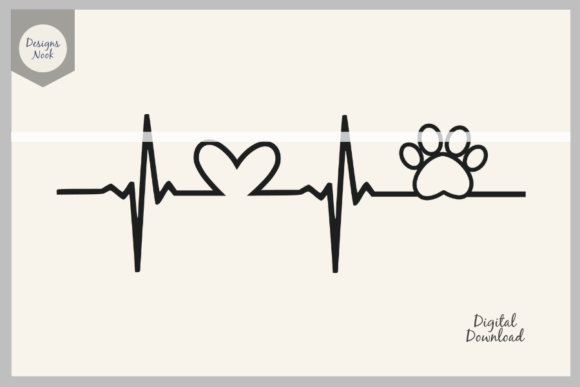 Download Paw Print Heartbeat Outline SVG Clipart - Art Collection
