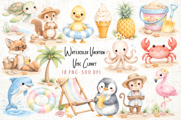 Download Watercolor Vacation Vibe Clipart PNG - Art Collection