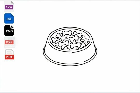 Download Dog Bone Bowl Outline SVG Clipart - Art Collection