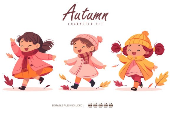 Download Autumn Cartoon Children Set - Art Collection