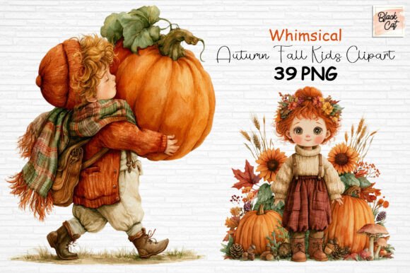 Download Whimsical Autumn Fall Kids Clipart Set - Art Collection