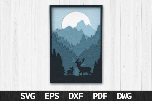 Download Deer in Moonlit Forest Layered Art - Art Collection