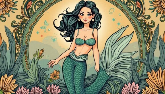 Download Art Deco Mermaid with Intricate Designs - Art Collection