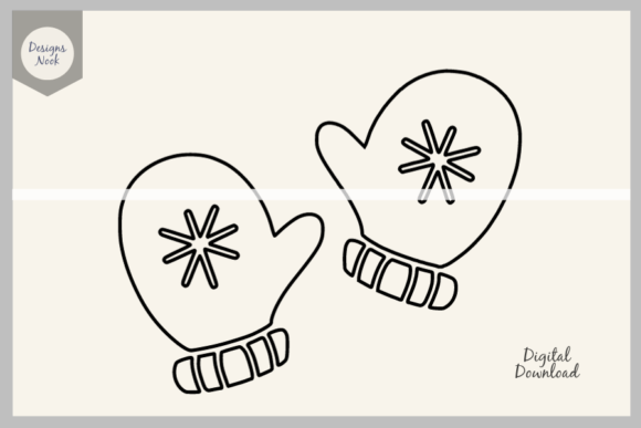 Download Christmas Mittens Outline SVG Clipart - Art Collection