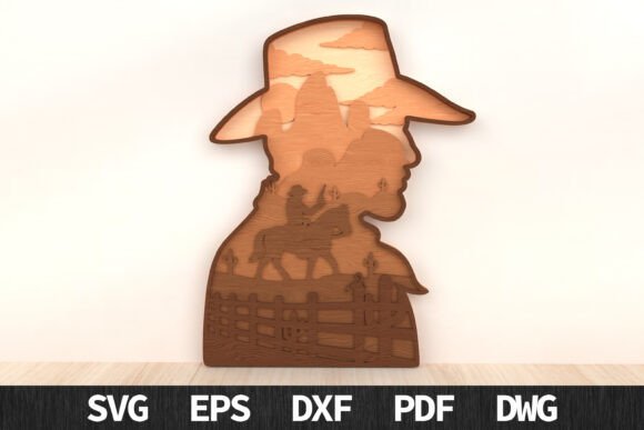 Download Western Cowboy Layered Art Laser Cut - Art Collection