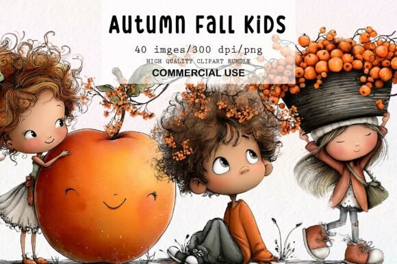 Download Whimsical Autumn Fall Kids Clipart - Art Collection