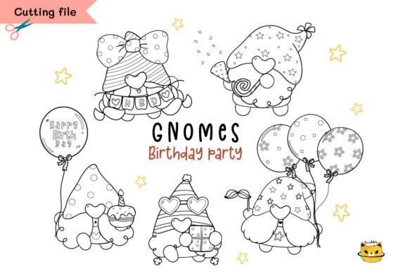 Download Happy Birthday Gnome Outline Svg Clipart - Art Collection
