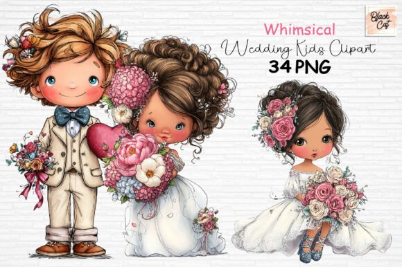 Download Whimsical Wedding Kids Clipart PNG - Art Collection