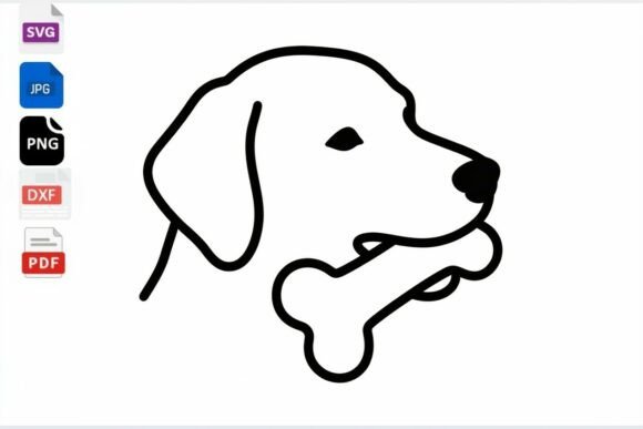 Download Dog Head with Bone Outline SVG Clipart - Art Collection