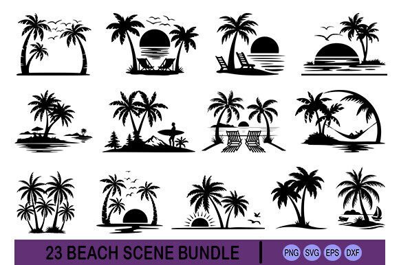 Download Beach Scene SVG Bundle, Palm Tree SVG - Palm tree svg Collection