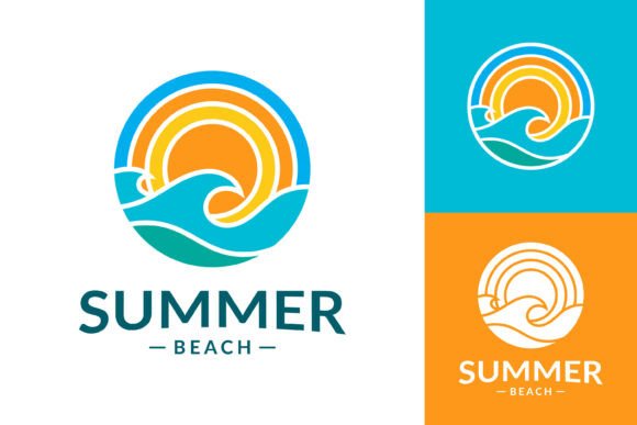 Download Summer Icon with Sun and Ocean Wave - Premium Resources