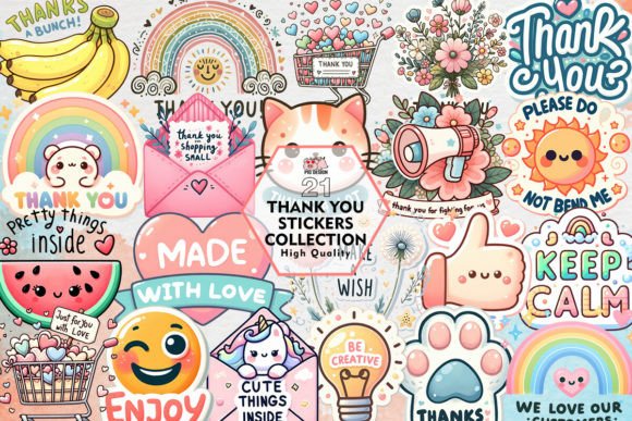 Download Thank You Stickers Bundle Clipart PNG - Art Collection