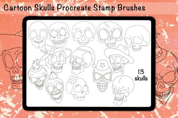 Download Cartoon Skulls Procreate Stamps - Art Collection