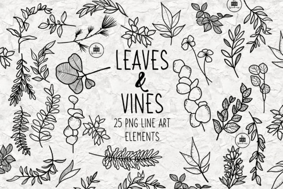 Download Leaves and Vines Line Art Elements - Art Collection