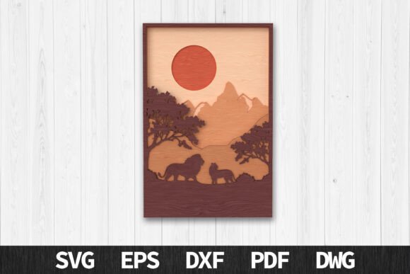 Download African Lion Landscape Layered Art - Art Collection