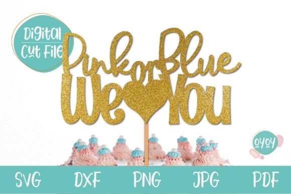 Download Gender Reveal Party Cake Topper SVG - Art Collection