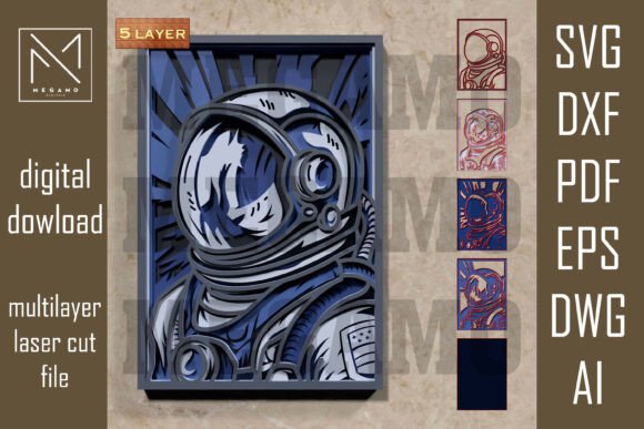 Download Framed Astronaut SVG Layered Art - Art Collection