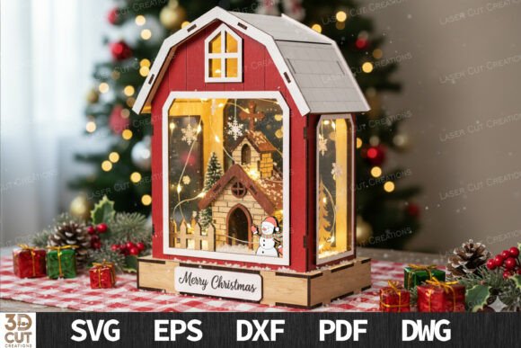 Download Christmas Barn Lantern SVG Light Box - Premium Resources